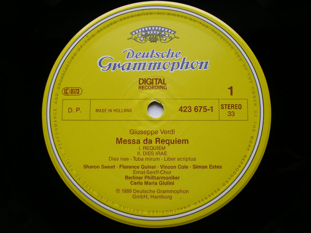 VERDI: REQUIEM    SWEET / QUIVAR / COLE / ESTES / BERLIN PHILHARMONIC ORCHESTRA / GIULINI   2LP    423 674