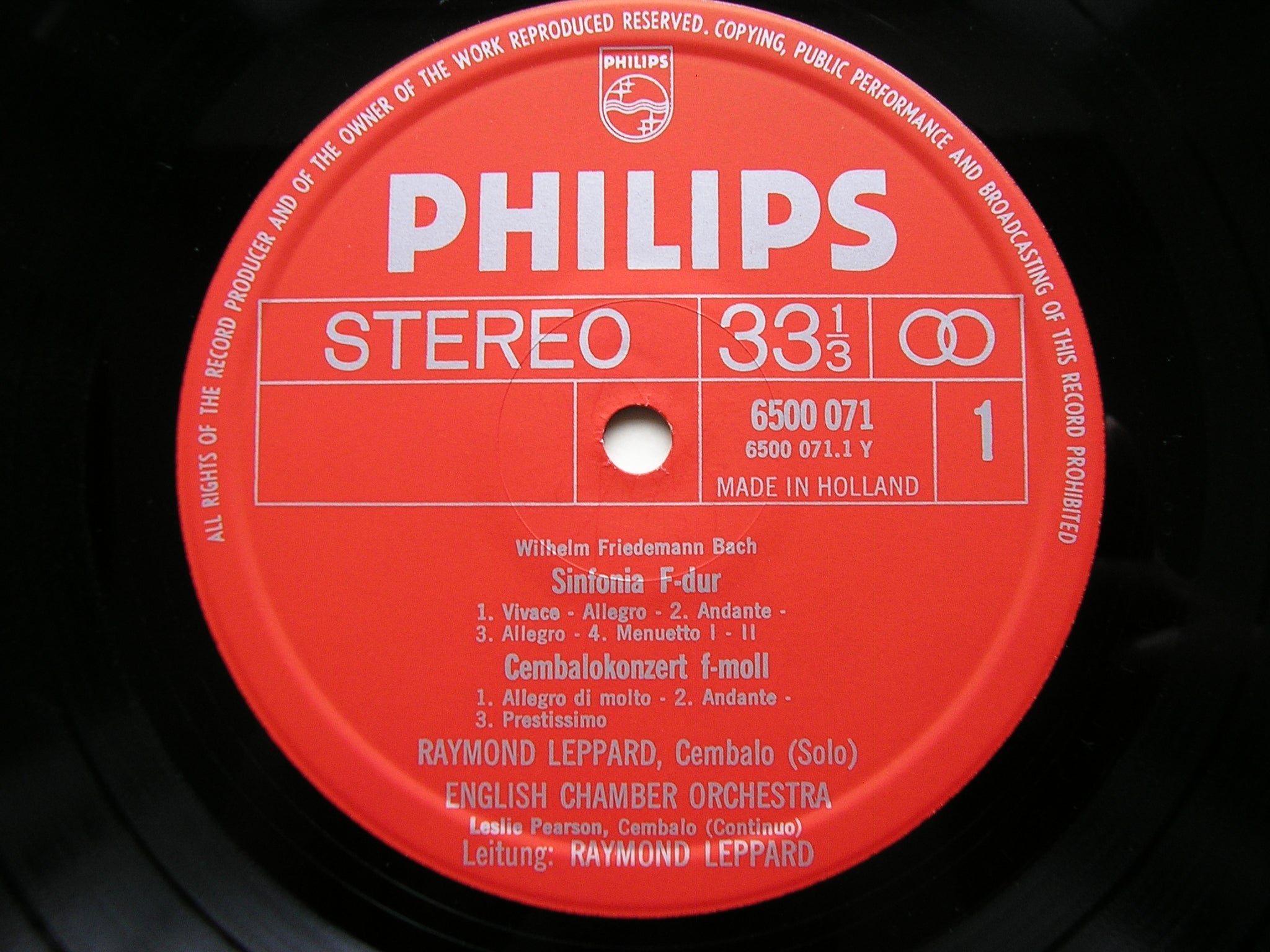 JCF BACH / JL BACH / WF BACH: ORCHESTRAL MUSIC BY THE SONS OF BACH     LEPPARD / ENGLISH CHAMBER ORCHESTRA    6500 071