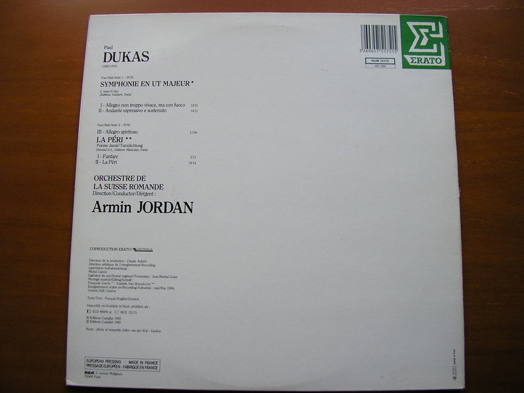 DUKAS: SYMPHONY in C / LA PERI      ARMIN JORDAN / SUISSE ROMANDE     NUM 75175
