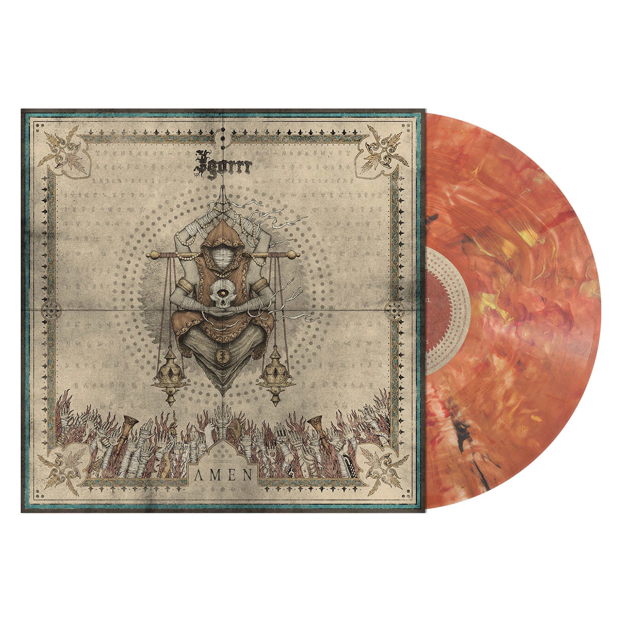 IGORRR 'AMEN' LP (Reddish Orange, Black Yellow Marble Vinyl)