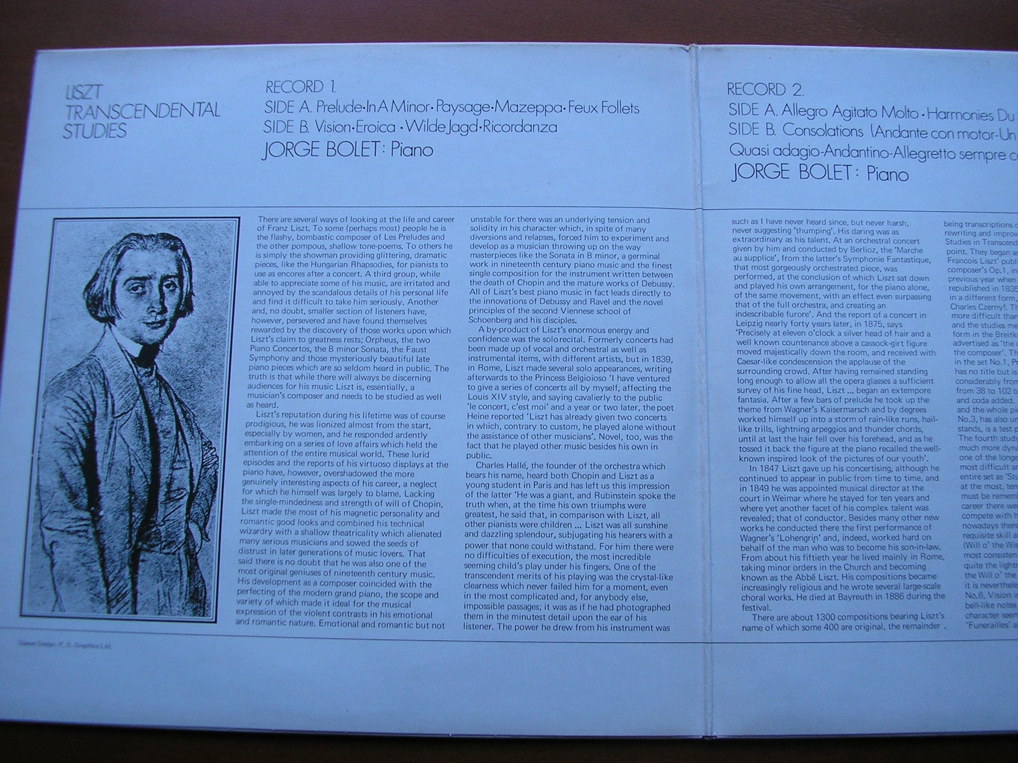 LISZT: 12 TRANSCENDENTAL STUDIES     JORGE BOLET      NELD 701