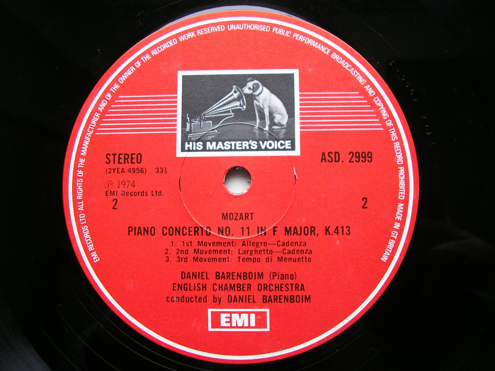 MOZART: PIANO CONCERTOS Nos. 11 & 16    BARENBOIM / ENGLISH CHAMBER ORCHESTRA    ASD 2999