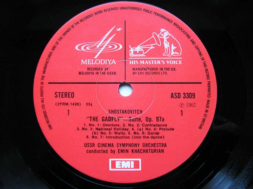 SHOSTAKOVICH: THE GADFLY      EMIN KHACHATURIAN / USSR CINEMA SYMPHONY   ASD 3309
