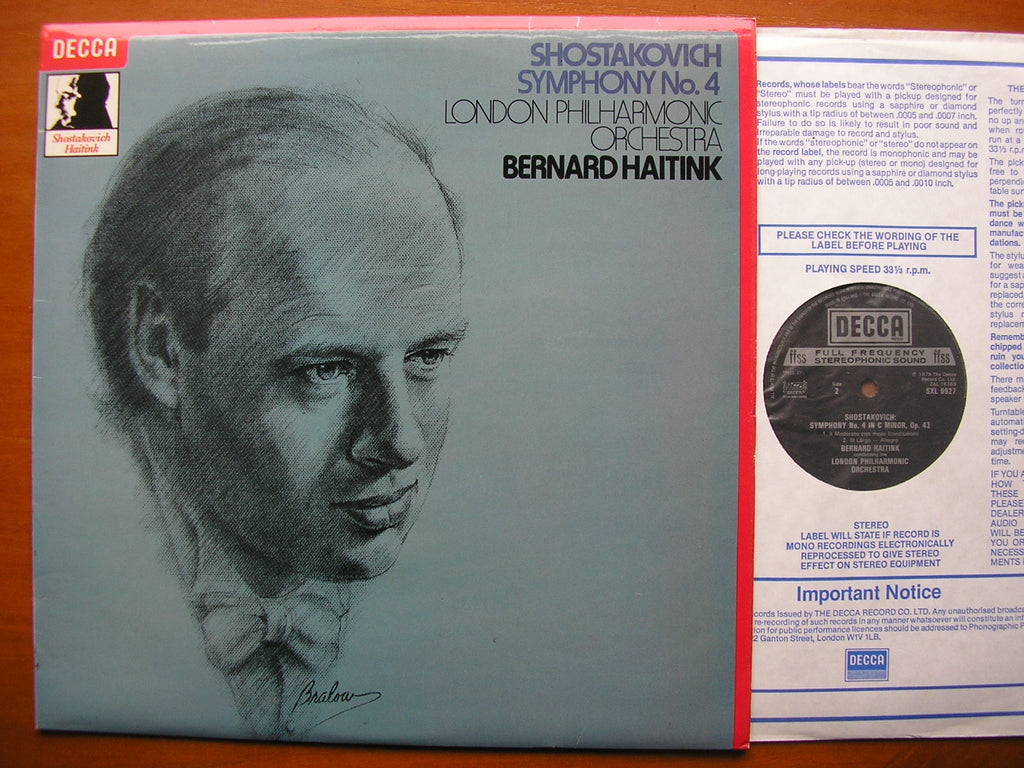 SXL 6927 SHOSTAKOVICH: SYMPHONY No. 4 BERNARD HAITINK / LONDON PHILHARMONIC