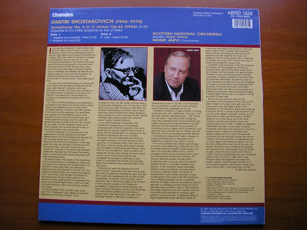 SHOSTAKOVICH: SYMPHONY No. 4      NEEME JARVI / SCOTTISH NATIONAL ORCHESTRA     ABRD 1328
