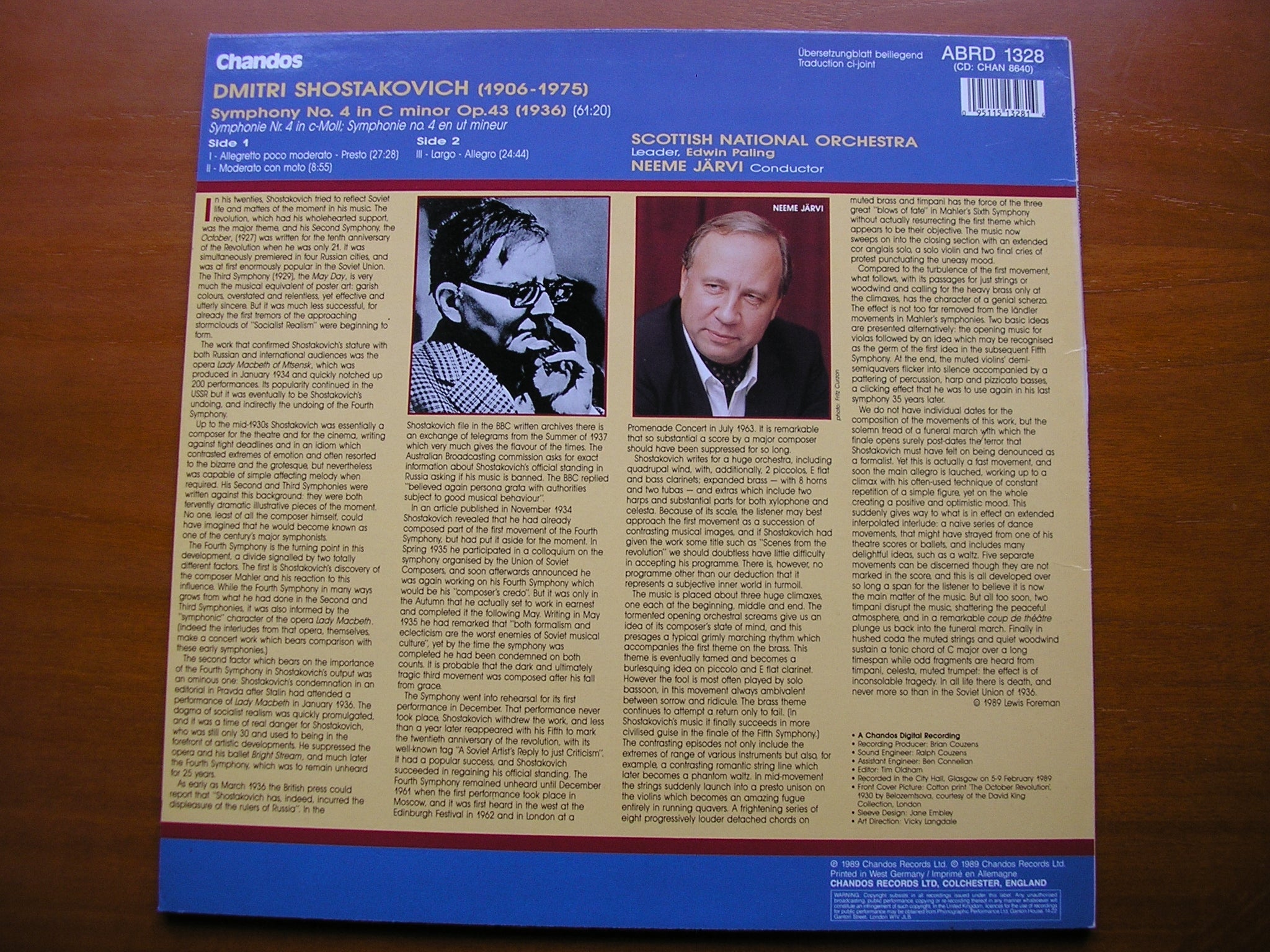 SHOSTAKOVICH: SYMPHONY No. 4      NEEME JARVI / SCOTTISH NATIONAL ORCHESTRA     ABRD 1328