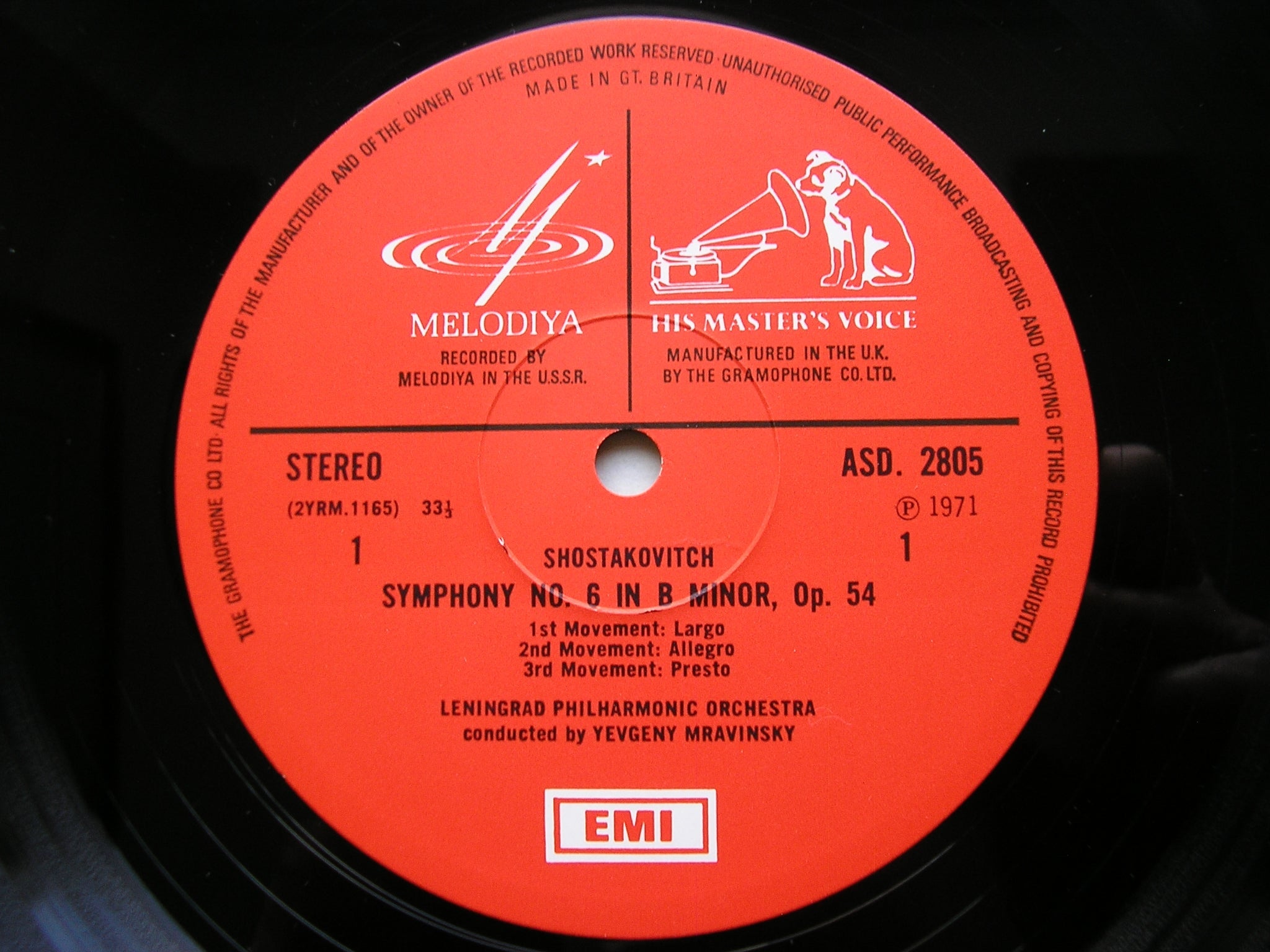 SHOSTAKOVICH: SYMPHONY No. 6 / SIBELIUS: SYMPHONY No. 7      MRAVINSKY / LENINGRAD PHILHARMONIC     ASD 2805