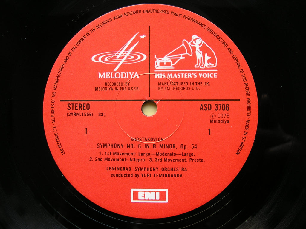 SHOSTAKOVICH: SYMPHONIES Nos. 6  &  9       TEMIRKANOV / LENINGRAD SO / SVETLANOV / USSRSO     ASD 3706