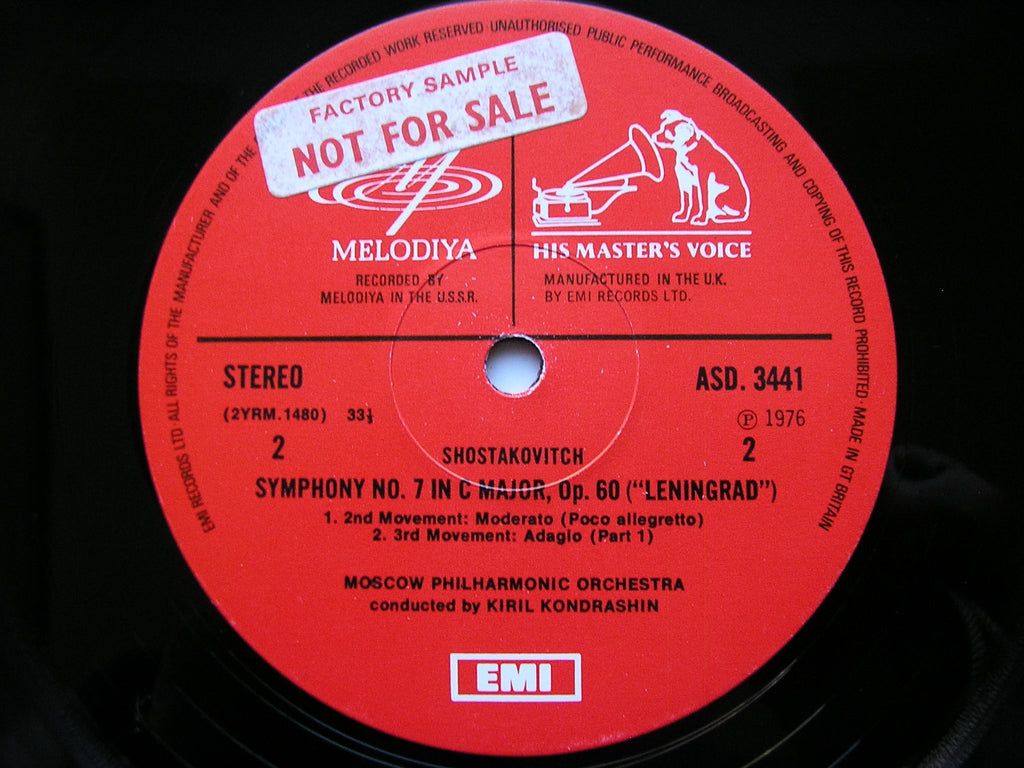 SHOSTAKOVICH: SYMPHONY No. 7 'Leningrad'     KONDRASHIN / MOSCOW PHILHARMONIC    SLS 5109