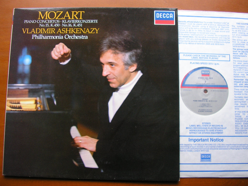 SXL 7010 MOZART: PIANO CONCERTOS Nos. 15 & 16 ASHKENAZY / PHILHARMONIA