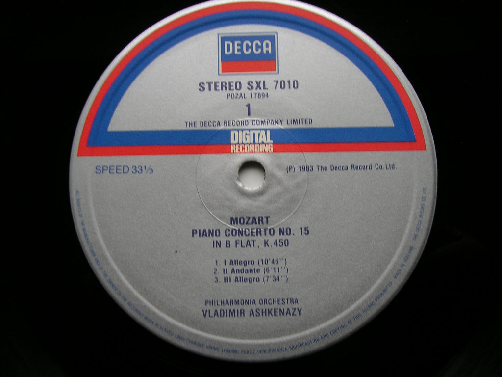 SXL 7010 MOZART: PIANO CONCERTOS Nos. 15 & 16 ASHKENAZY / PHILHARMONIA