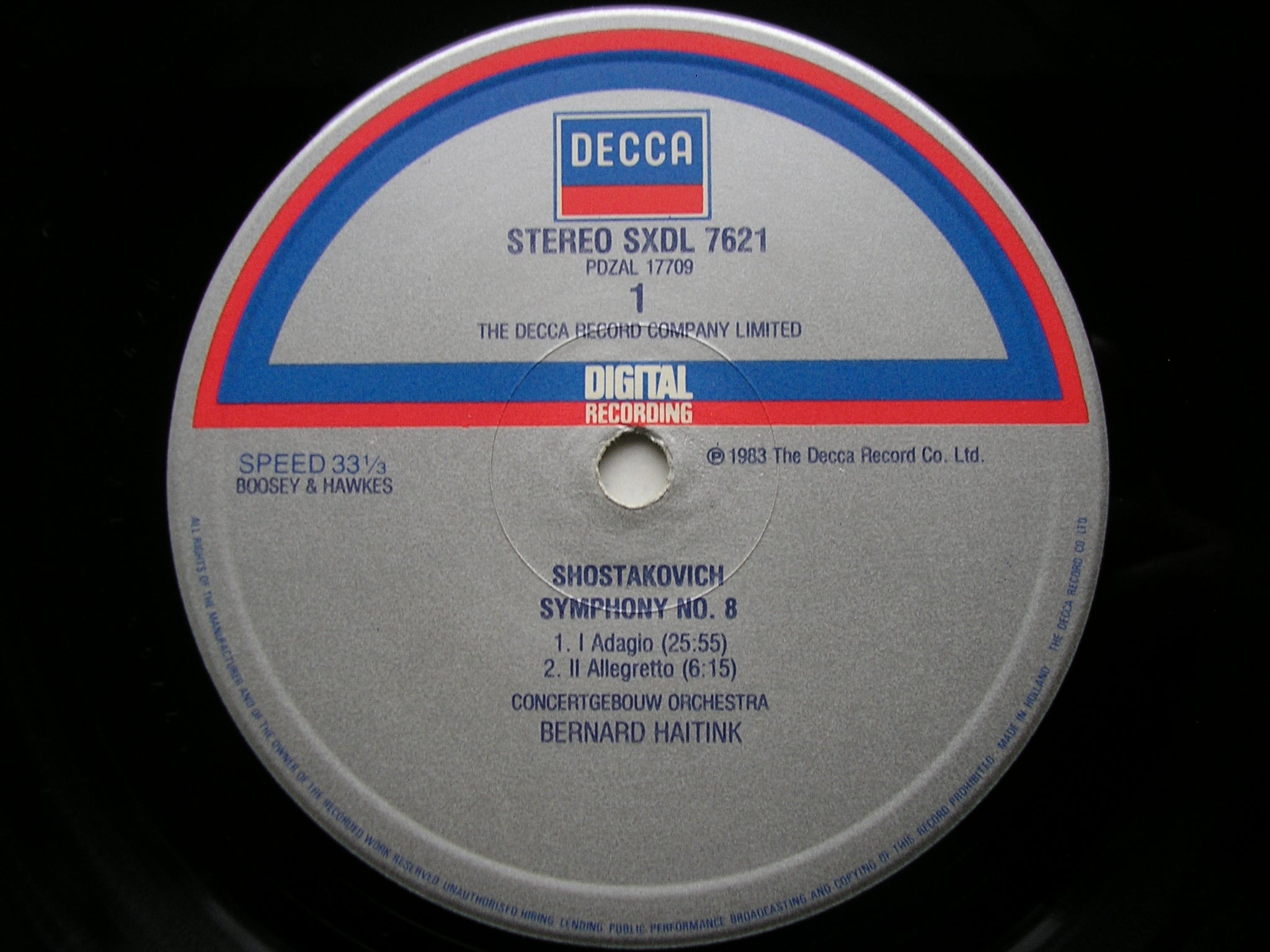 SHOSTAKOVICH: SYMPHONY No. 8      HAITINK / CONCERTGEBOUW ORCHESTRA     SXDL 7621