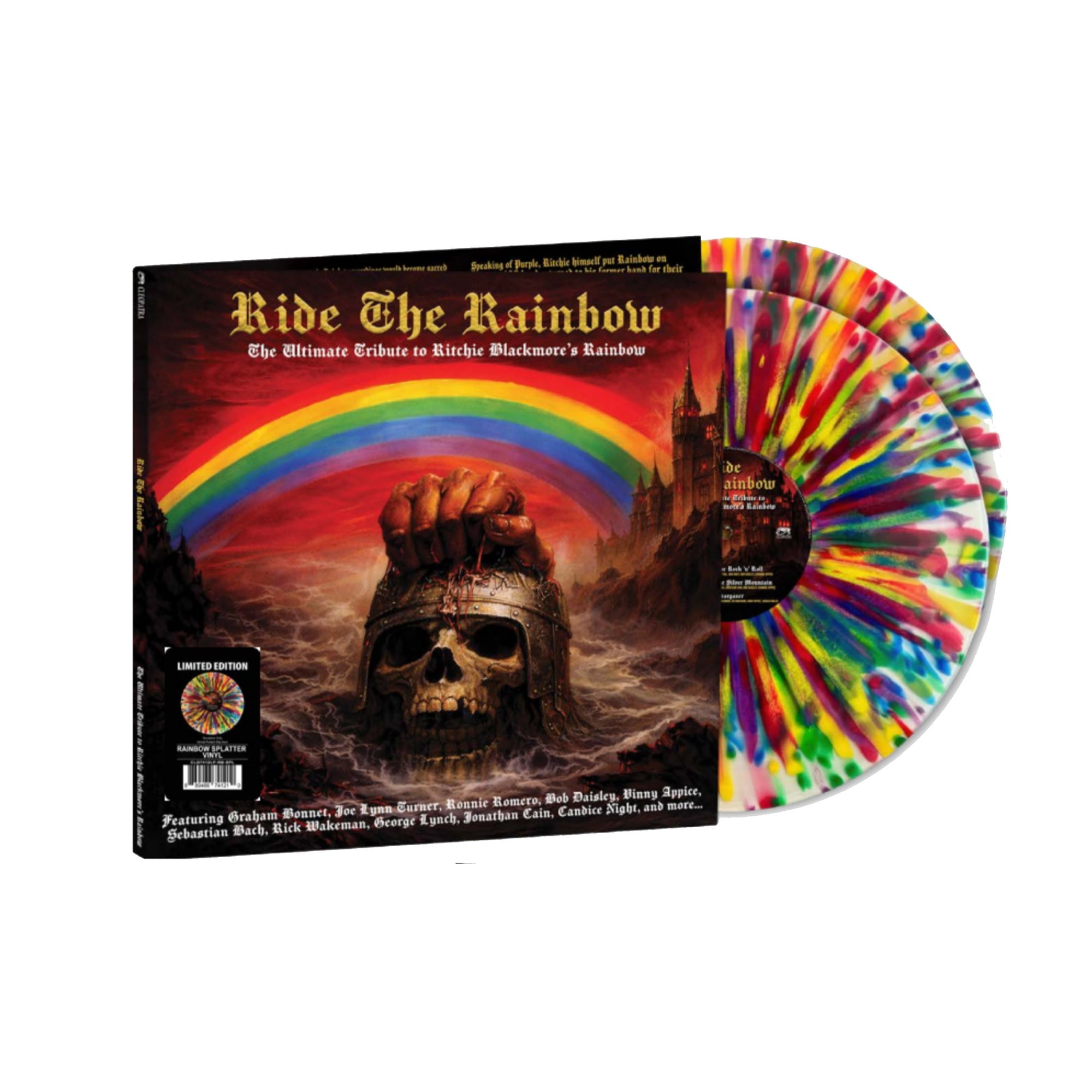 VARIOUS ARTISTS 'RIDE THE RAINBOW - THE ULTIMATE TRIBUTE TO RITCHIE BLACKMORE'S RAINBOW' 2LP (Limited, Rainbow Splatter Vinyl)