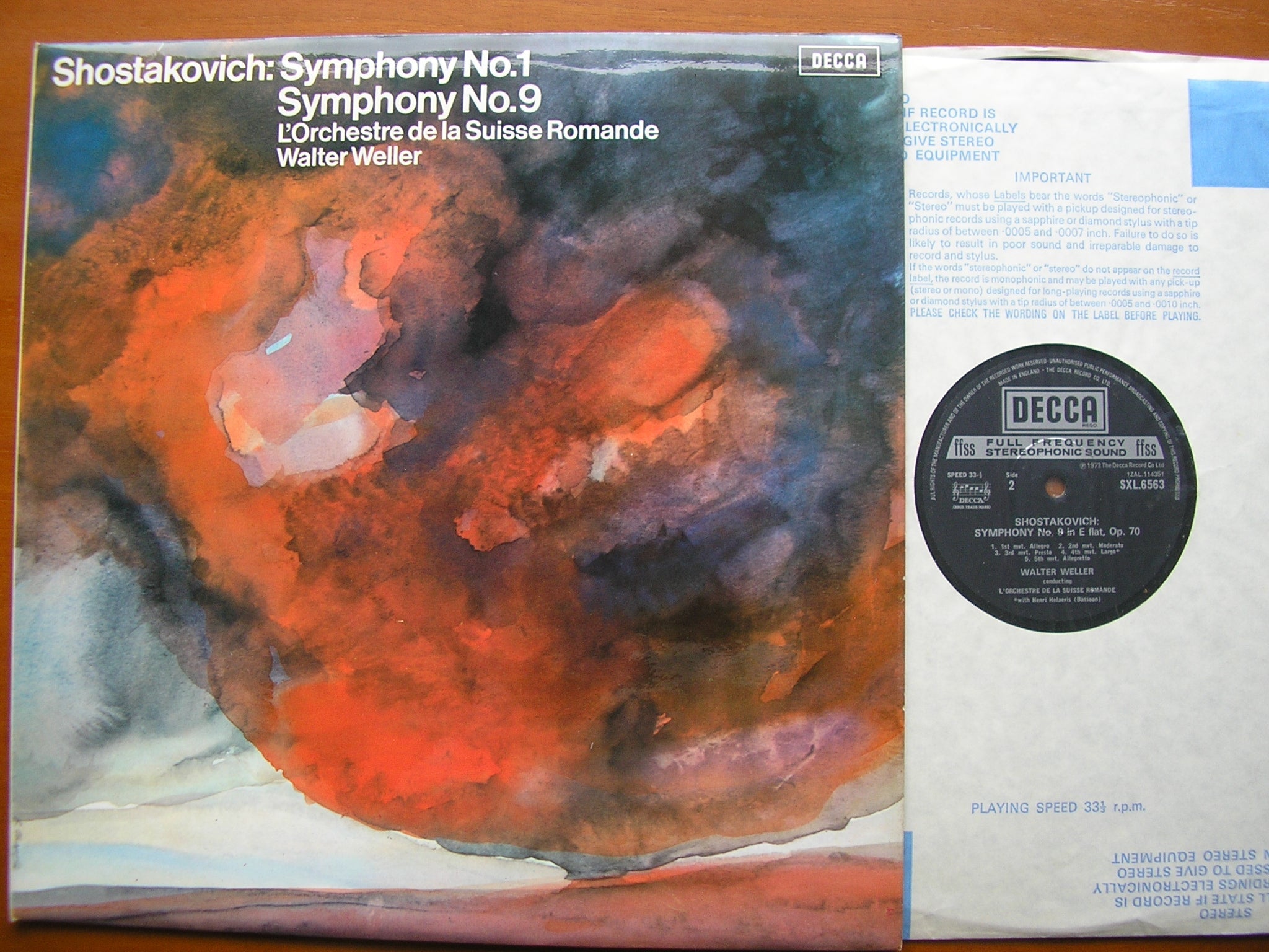 SXL 6563 SHOSTAKOVICH: SYMPHONIES Nos. 1 & 9 WELLER / SUISSE ROMANDE