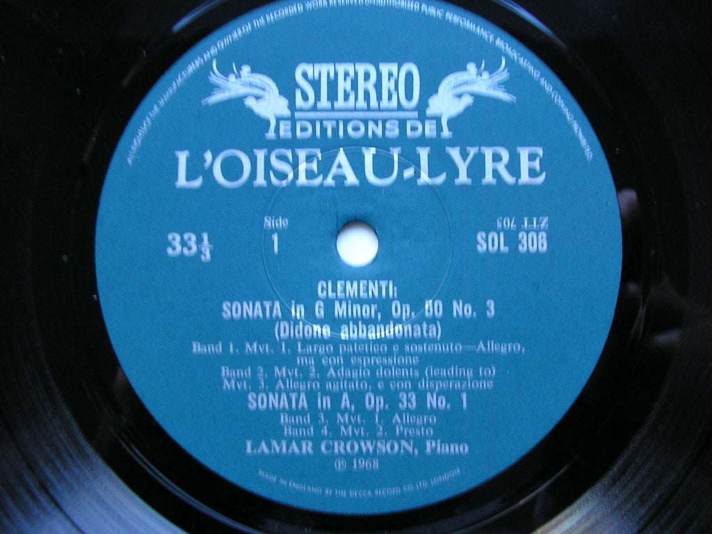 CLEMENTI: FOUR PIANO SONATAS  Voulme 1     LAMAR CROWSON     SOL 306