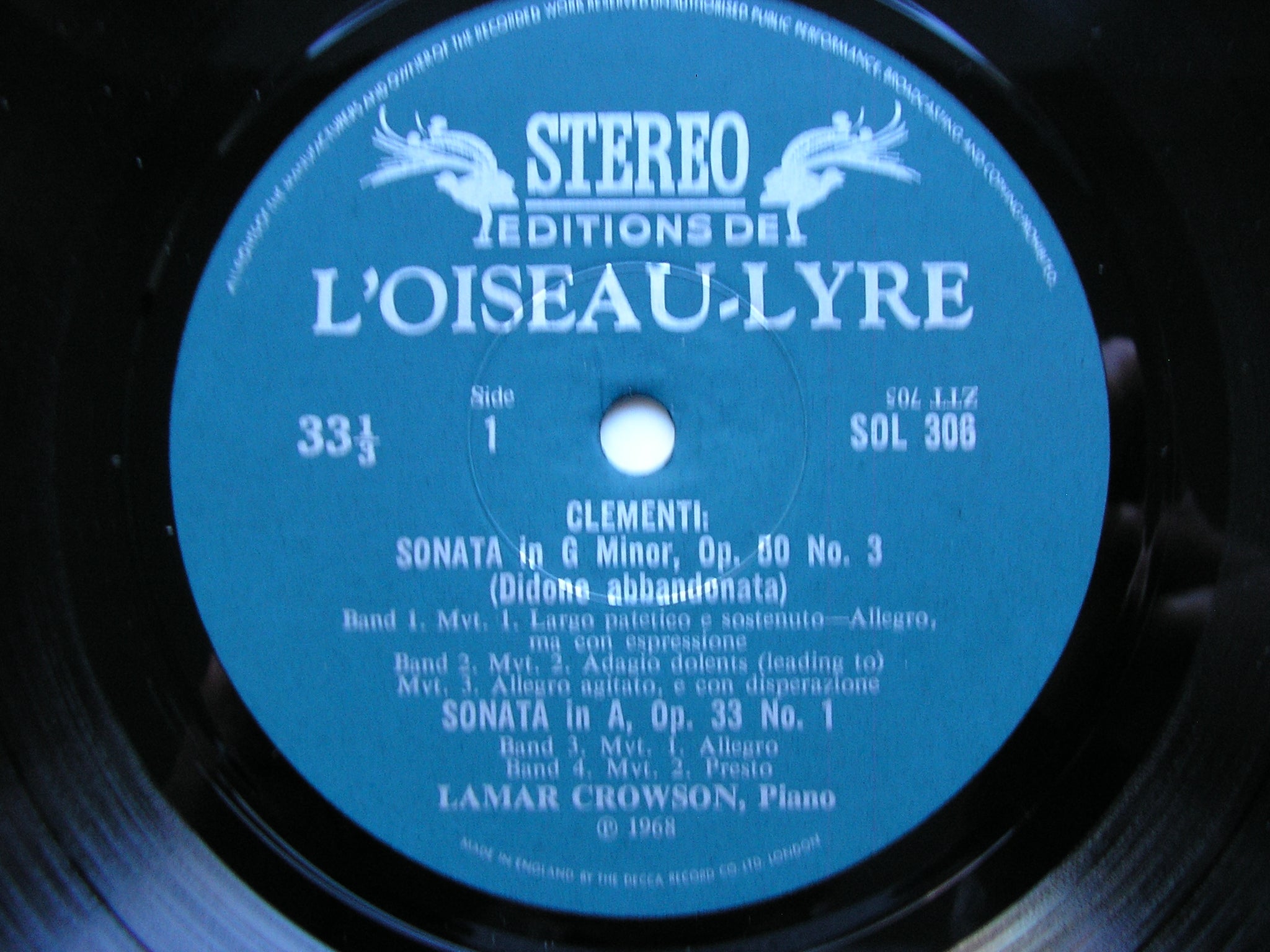 CLEMENTI: FOUR PIANO SONATAS  Voulme 1     LAMAR CROWSON     SOL 306