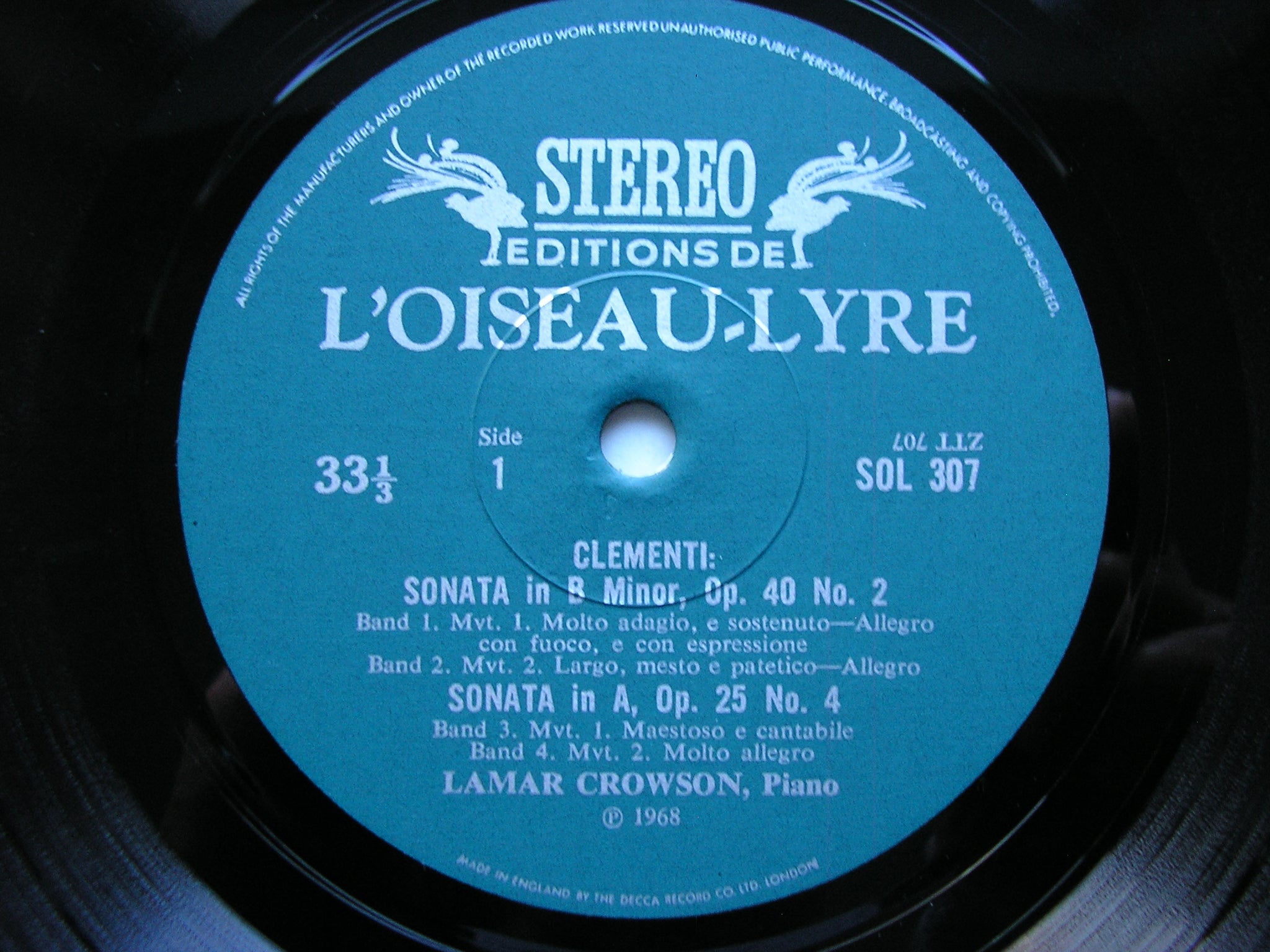 CLEMENTI: FOUR PIANO SONATAS     Volume 2     LAMAR CROWSON      SOL 307