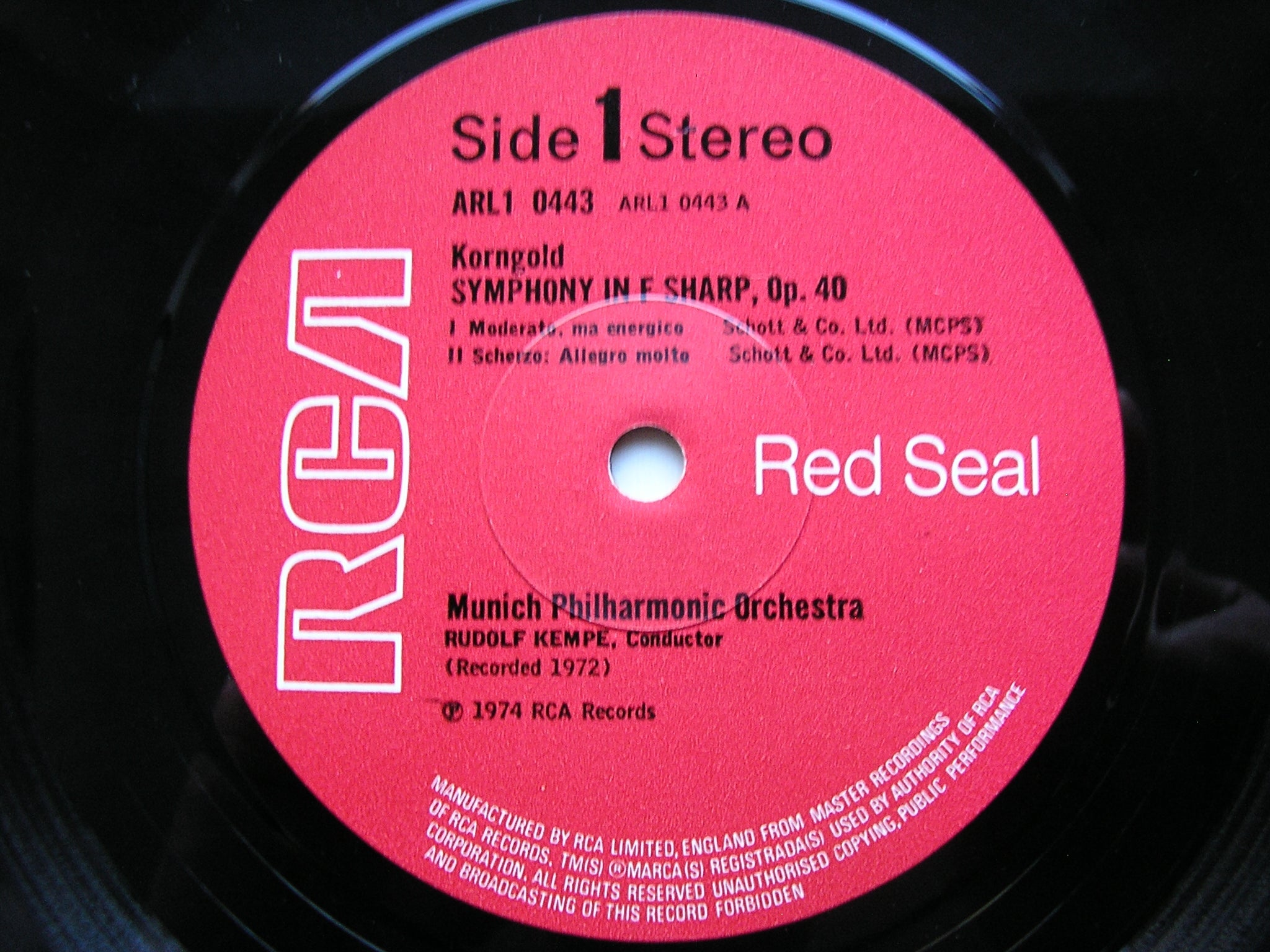 KORNGOLD: SYMPHONY Op. 40       KEMPE / MUNICH PHILHARMONIC    ARL1 - 0443