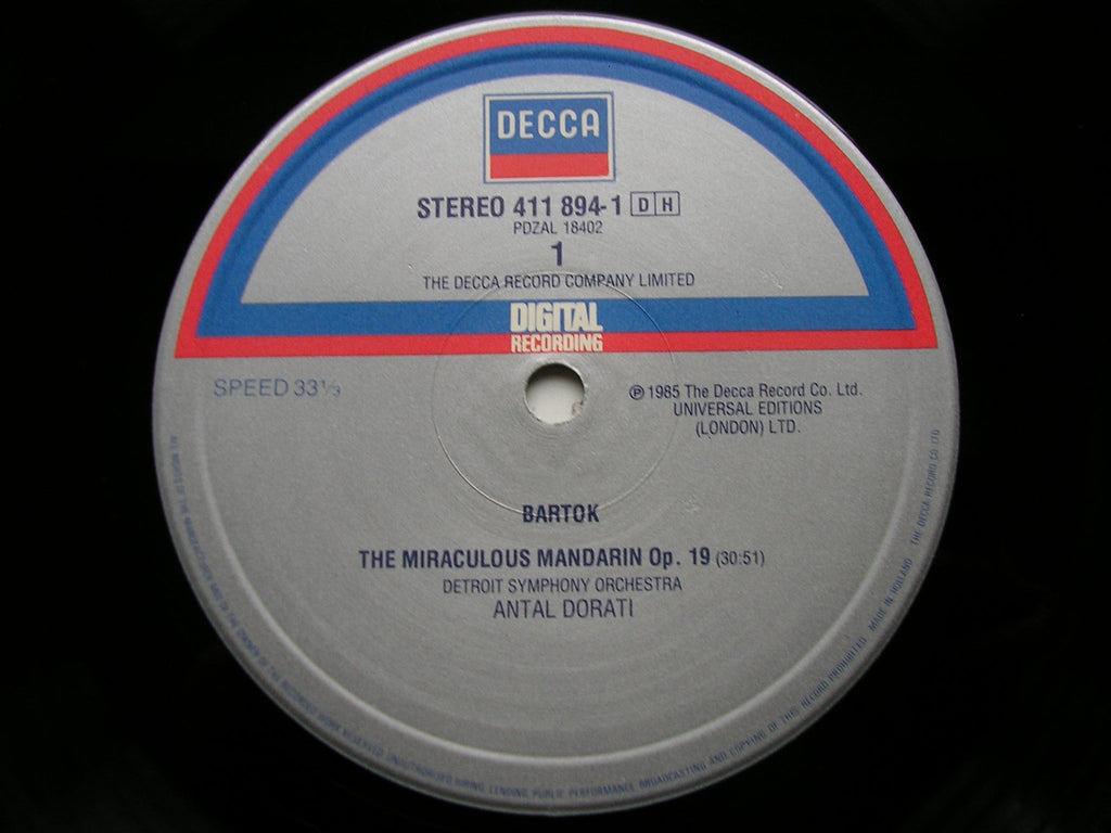 BARTOK: THE MIRACULOUS MANDARIN / MUSIC FOR STRINGS, PERCUSSION & CELESTA       DORATI / DETROIT SYMPHONY    411 894