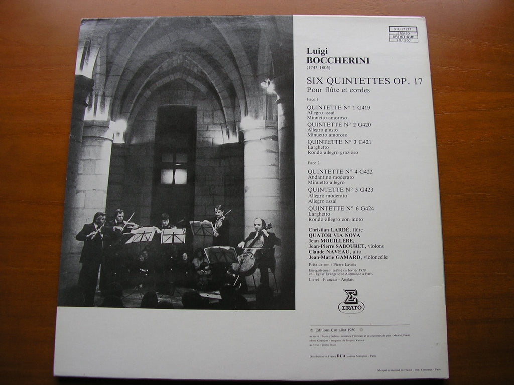 BOCCHERINI: SIX QUINTETS FOR FLUTE & STRING QUARTET Op. 17    CHRISTIAN LARDE / QUATOR VIA NOVA     STU 71277