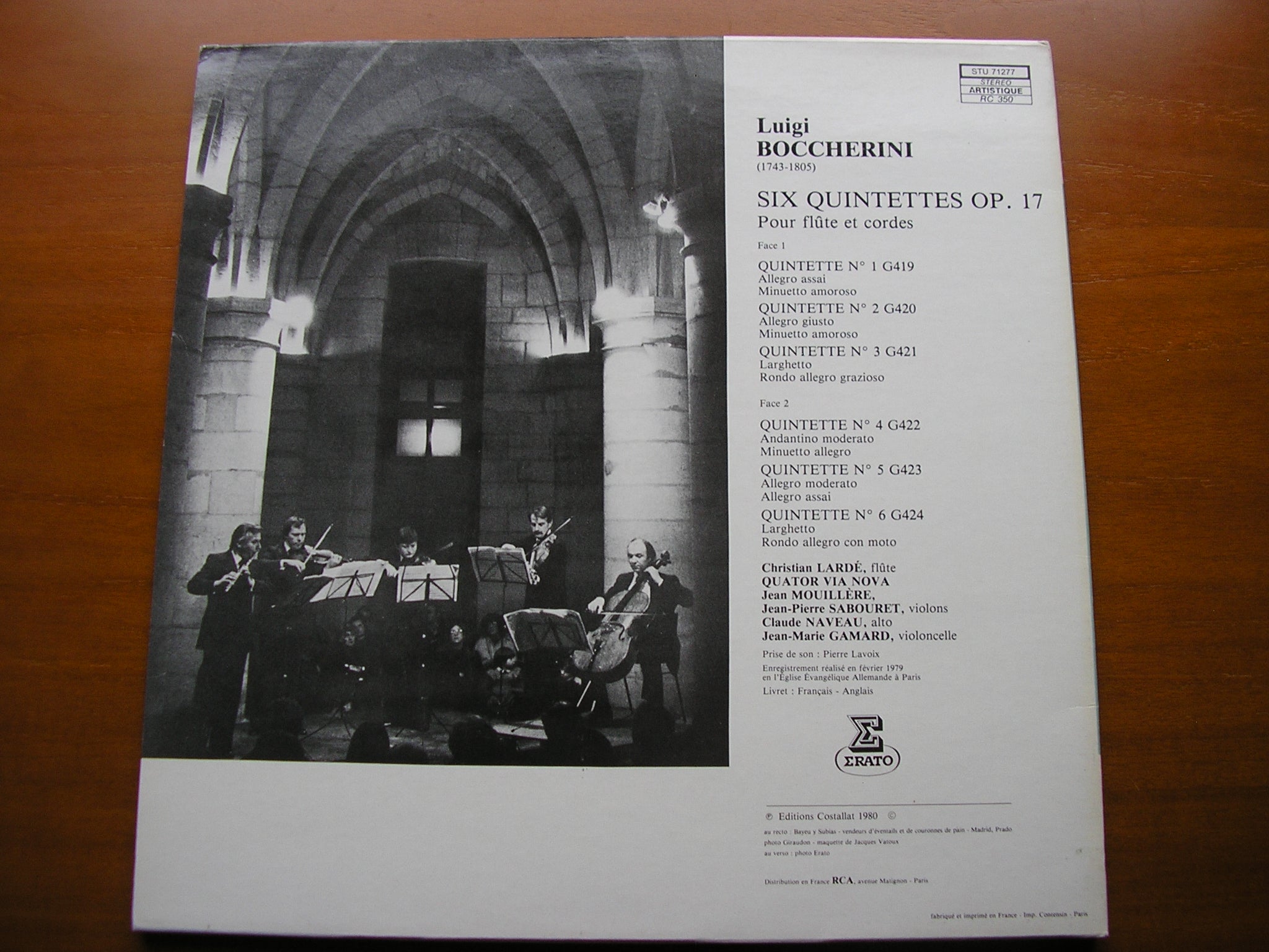 BOCCHERINI: SIX QUINTETS FOR FLUTE & STRING QUARTET Op. 17    CHRISTIAN LARDE / QUATOR VIA NOVA     STU 71277
