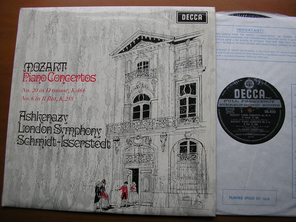 SXL 6353 MOZART: PIANO CONCERTOS Nos. 20 & 6 ASHKENAZY / LONDON SYMPHONY / SCHMIDT-ISSERSTEDT