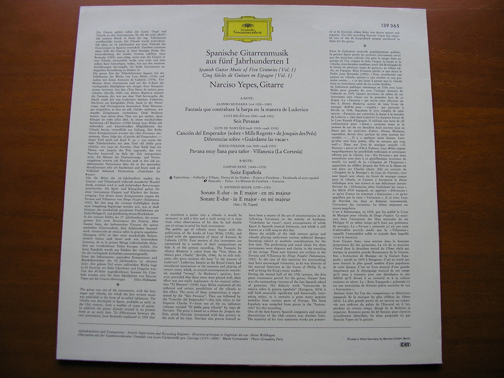 500 YEARS OF SPANISH GUITAR MUSIC Vol. 1   NARCISO YEPES   139 365