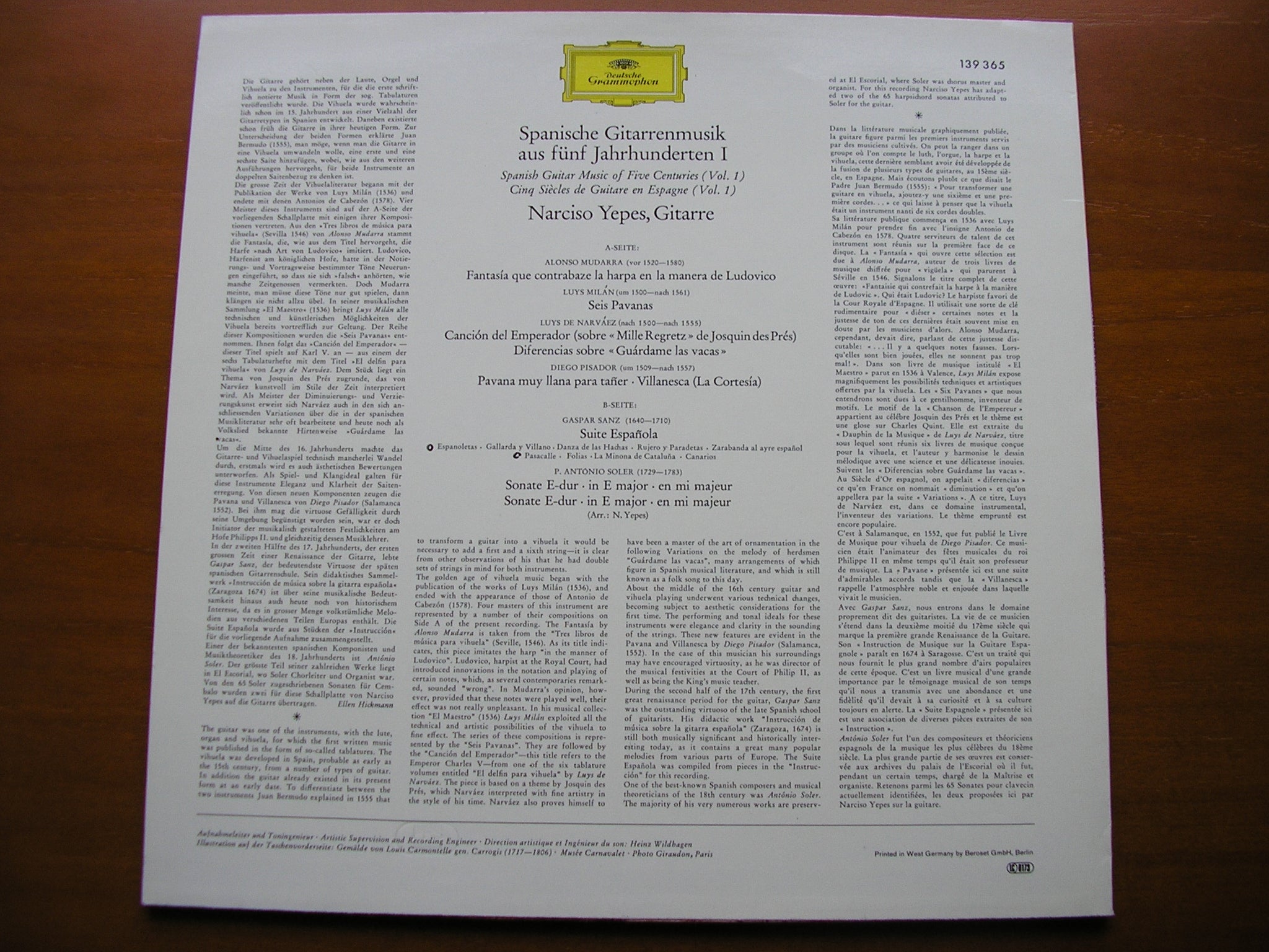 500 YEARS OF SPANISH GUITAR MUSIC Vol. 1   NARCISO YEPES   139 365