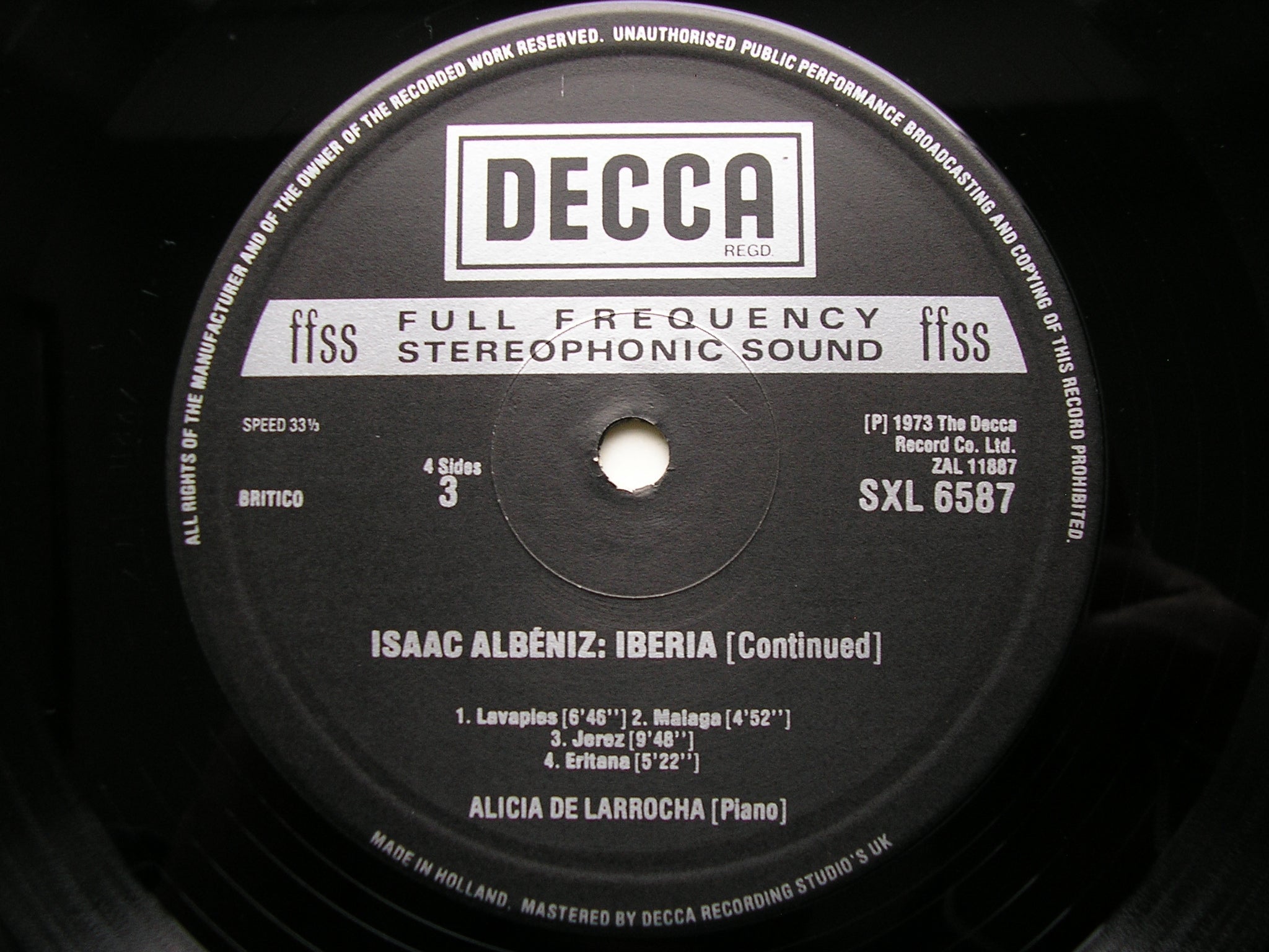 SXL 6586 / 7 ALBENIZ: IBERIA / NAVARRA / CANTOS DE ESPANA ALICIA DE LARROCHA