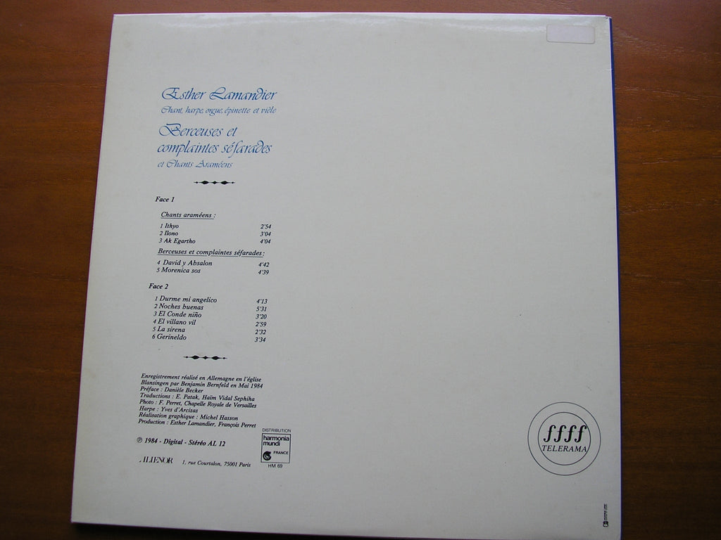 ROMANCES II       ESTHER LAMANDIER SINGS SEPHARDIC & ARAMEAN SONGS      AL 12