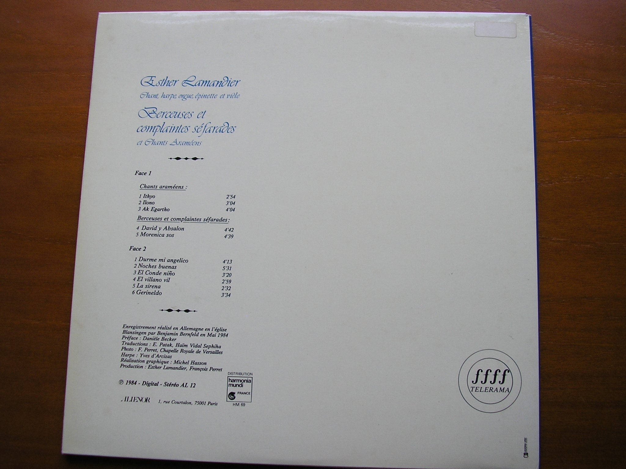 ROMANCES II       ESTHER LAMANDIER SINGS SEPHARDIC & ARAMEAN SONGS      AL 12