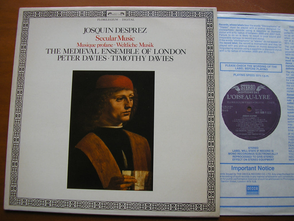 JOSQUIN: SECULAR MUSIC     THE MEDIEVAL ENSEMBLE OF LONDON / DAVIES     411 938