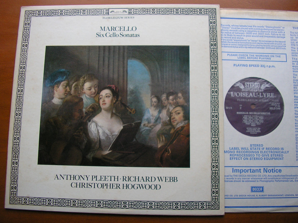 MARCELLO: SIX CELLO SONATAS    PLEETH /WEBB / HOGWOOD      DSLO 546