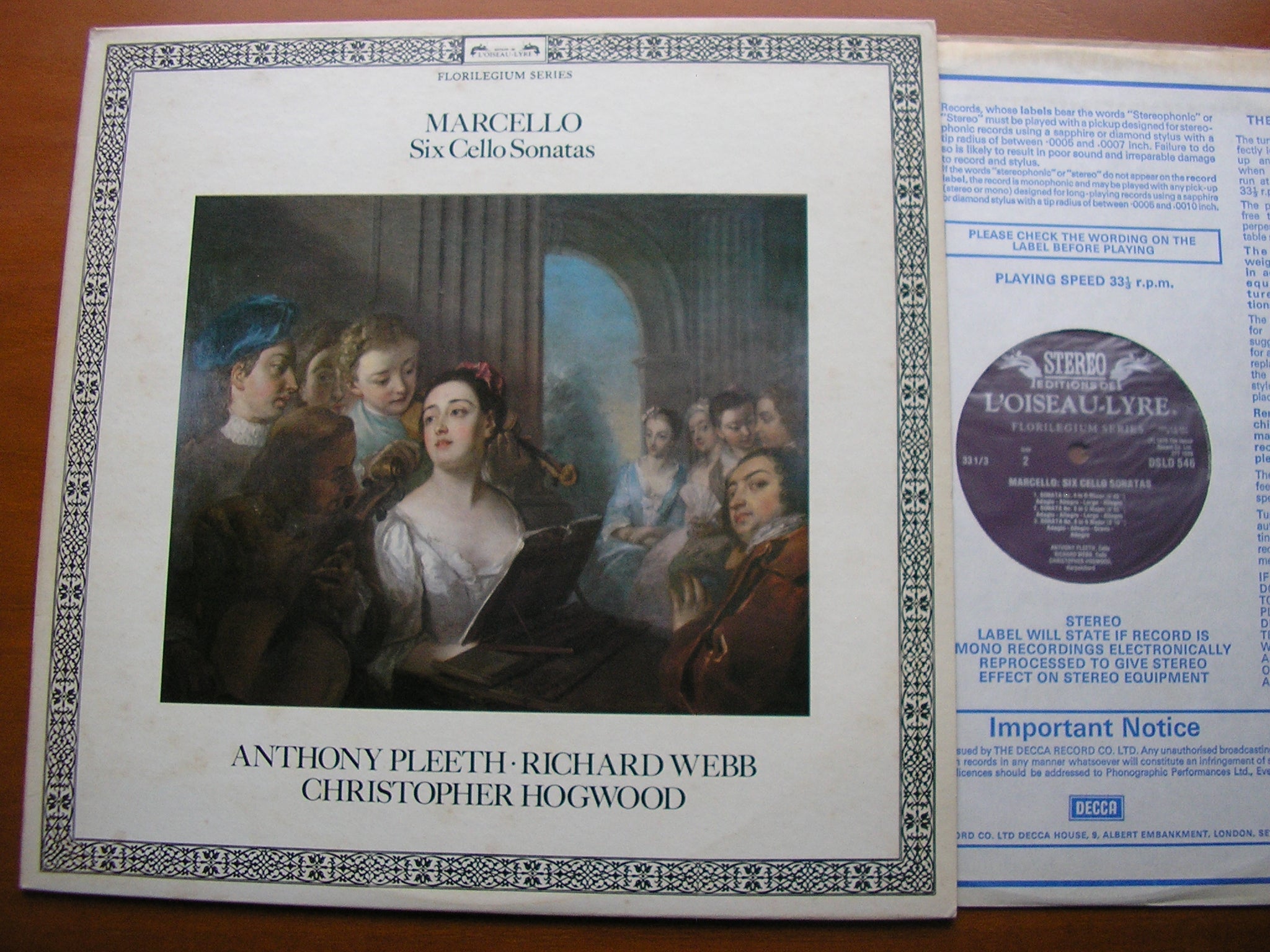 MARCELLO: SIX CELLO SONATAS    PLEETH /WEBB / HOGWOOD      DSLO 546