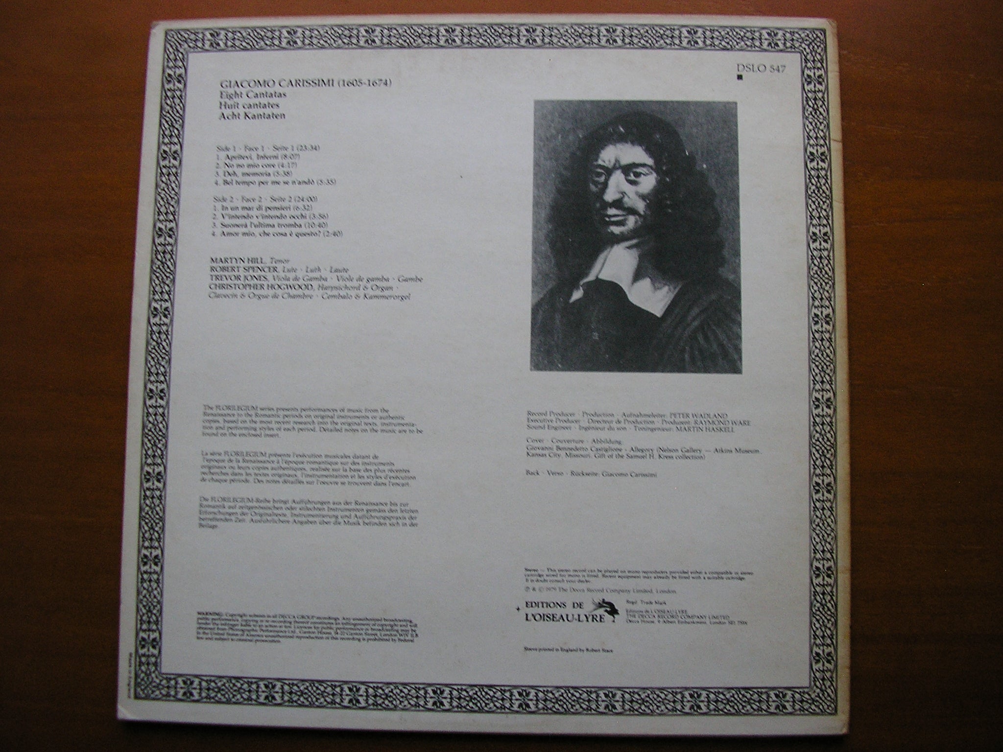CARISSIMI: EIGHT CANTATAS    HILL / SPENCER / JONES / HOGWOOD      DSLO 547