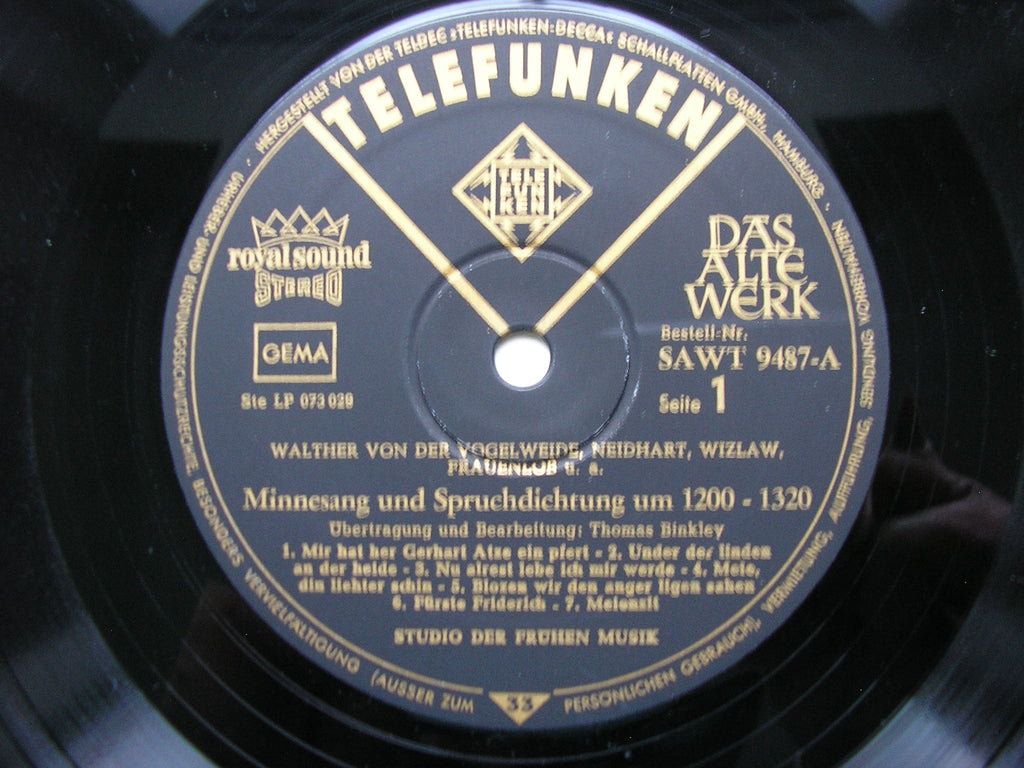 MINNESANG & SPRUCHDICHTUNG 1200-1320     STUDIO OF EARLY MUSIC / BINKLEY     SAWT 9487