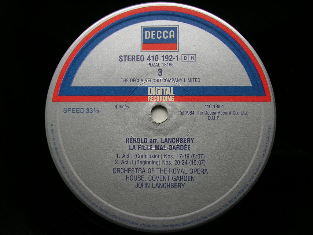 HEROLD: LA FILLE MAL GARDEE    LANCHBERY / ORCHESTRA OF THE ROYAL OPERA HOUSE     2LP     410 190