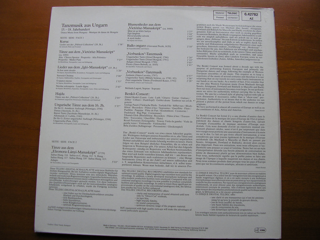DANCE MUSIC FROM HUNGARY  Volume 1      BENKO CONSORT      6.42782