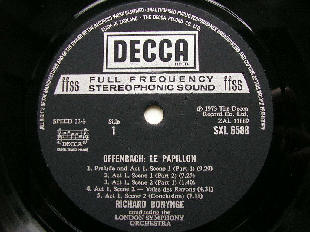 OFFENBACH: LE PAPILLON    BONYNGE / LONDON SYMPHONY     SXL 6588