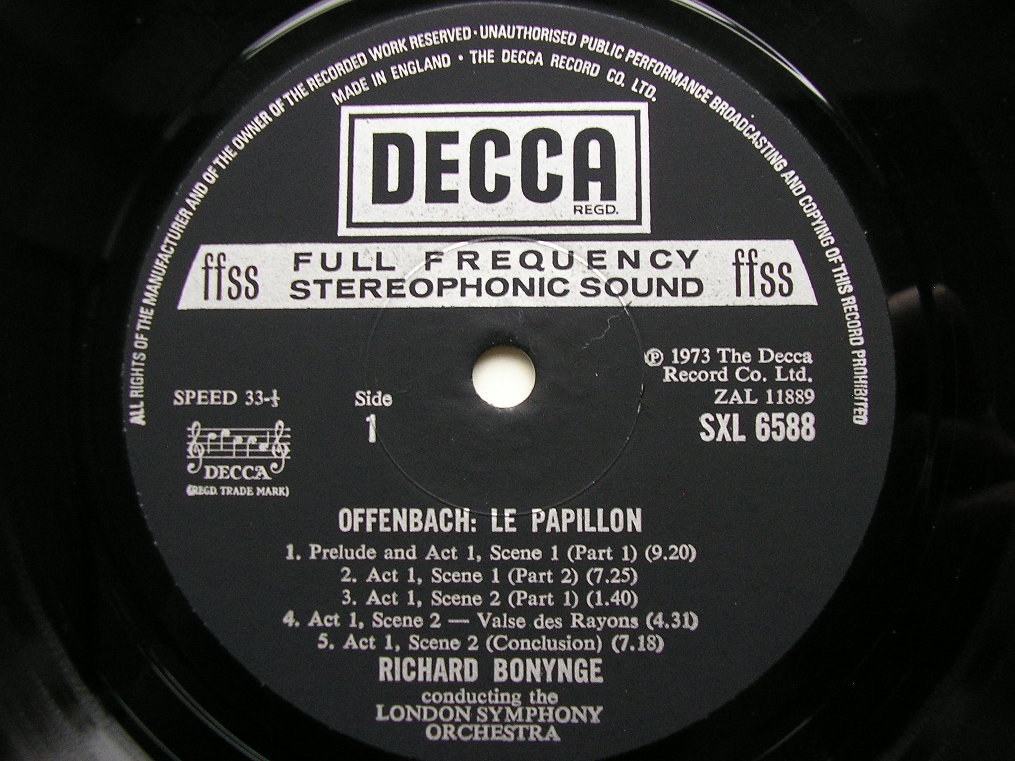 OFFENBACH: LE PAPILLON    BONYNGE / LONDON SYMPHONY     SXL 6588