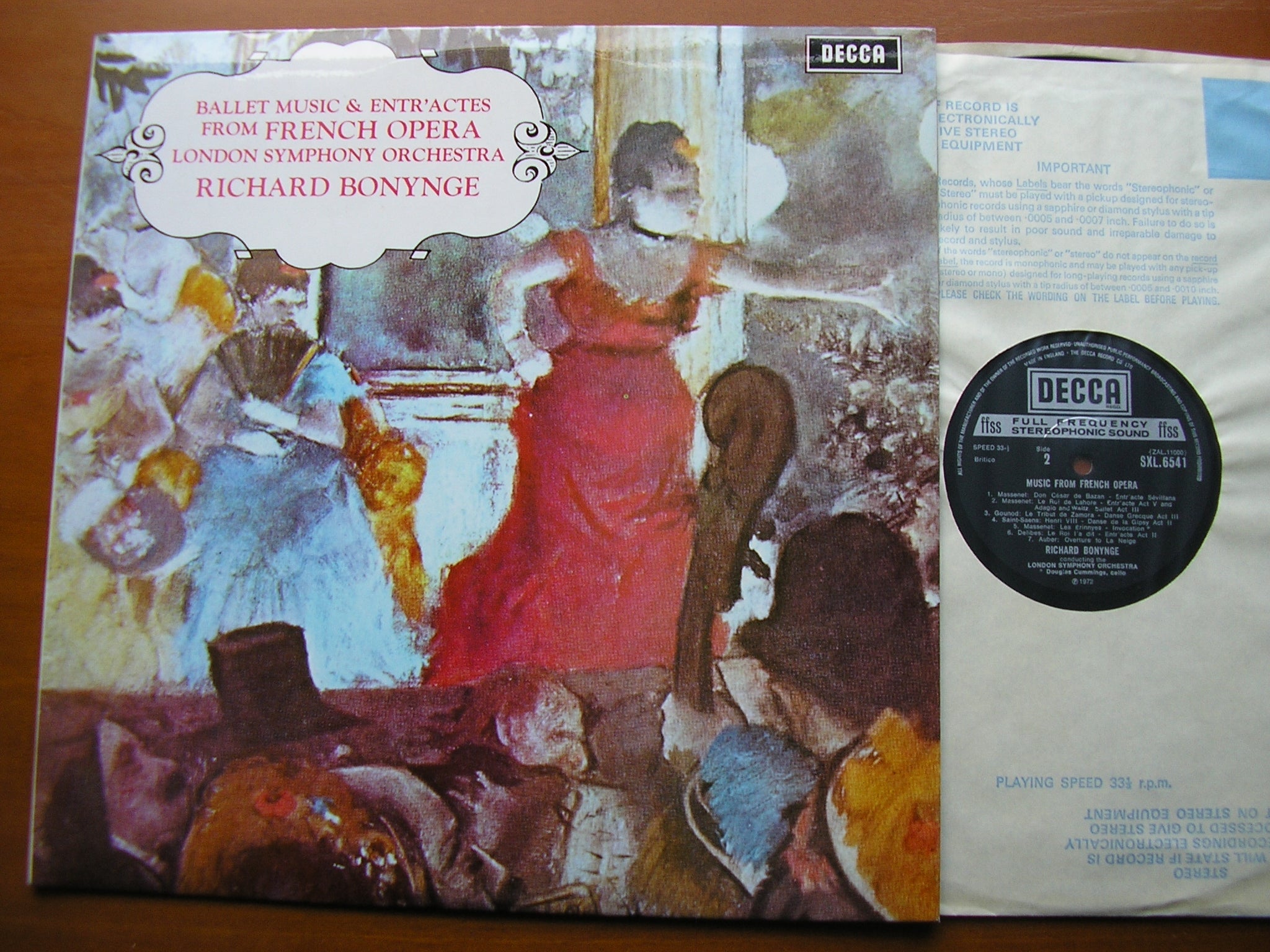 SXL 6541 BALLET MUSIC FROM FRENCH OPERA: AUBER / DELIBES / GOUNOD / MASSENET / BIZET / MEYERBEER LONDON SYMPHONY / BONYNGE