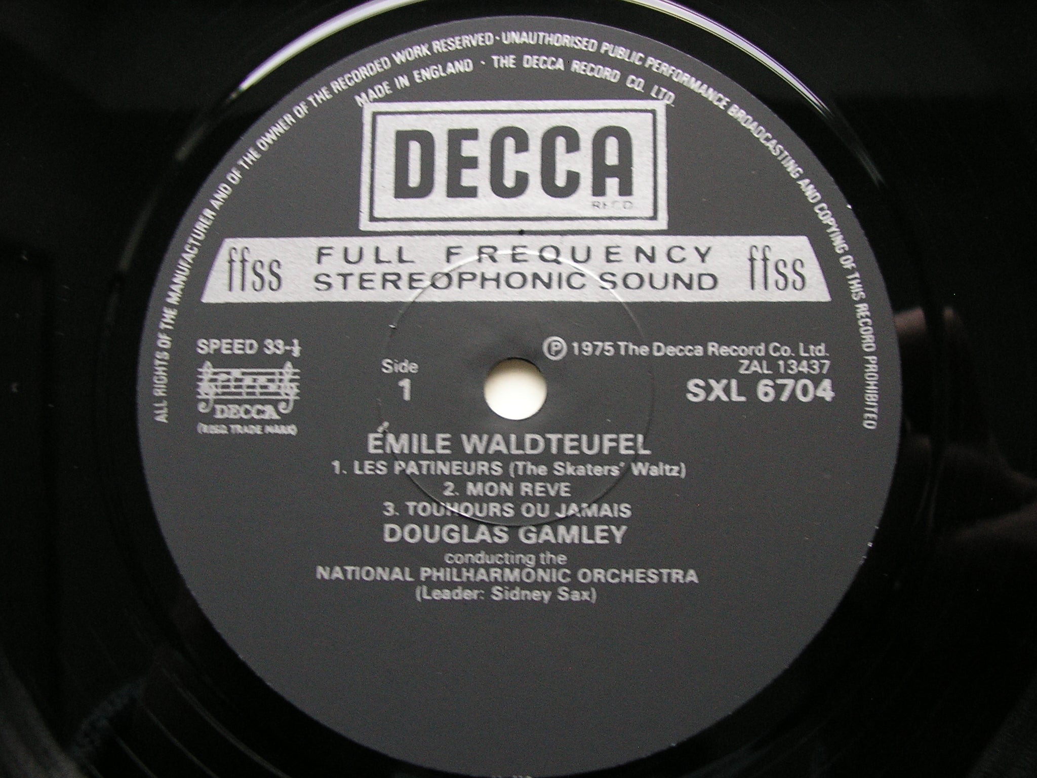 SXL 6704 WALDTEUFEL: SEVEN WALTZES NATIONAL PHILHARMONIC ORCHESTRA / GAMLEY