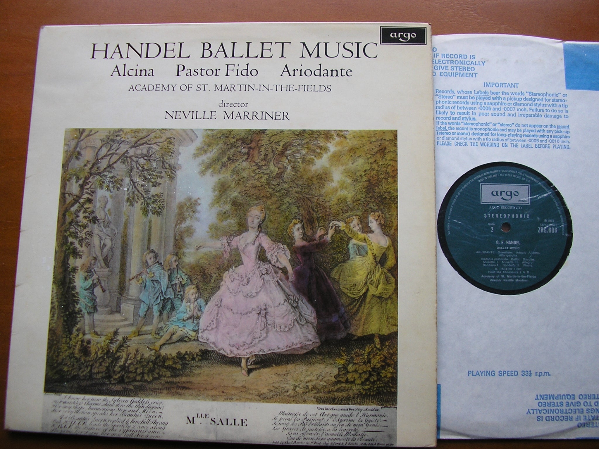HANDEL: BALLET MUSIC Ariodante / Il Pastor Fido / Alcina     ACADEMY OF SAINT MARTIN IN THE FIELDS / MARRINER      ZRG 686