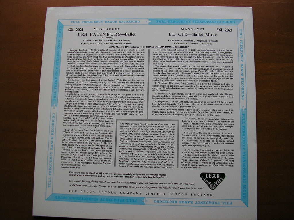 SXL 2021 MEYERBEER: LES PATINEURS / MASSENET: LE CID MARTINON / ISRAEL PHILHARMONIC