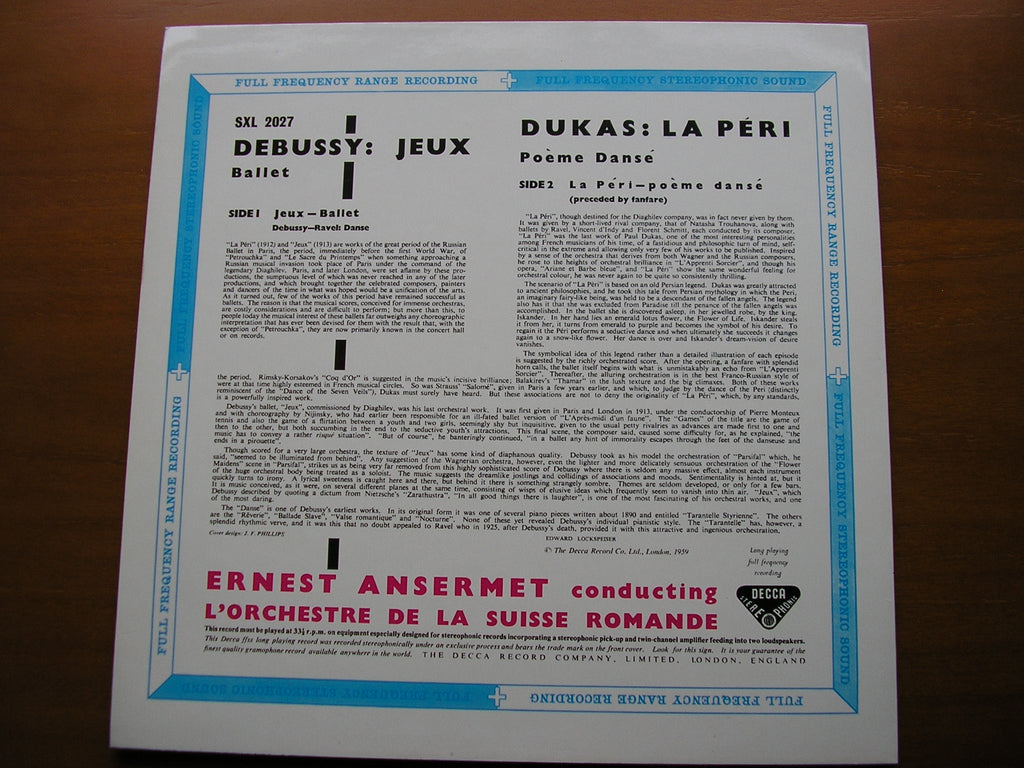 SXL 2027 DEBUSSY: JEUX / DUKAS: LA PERI / DEBUSSY - RAVEL: DANSE ANSERMET / SUISSE ROMANDE