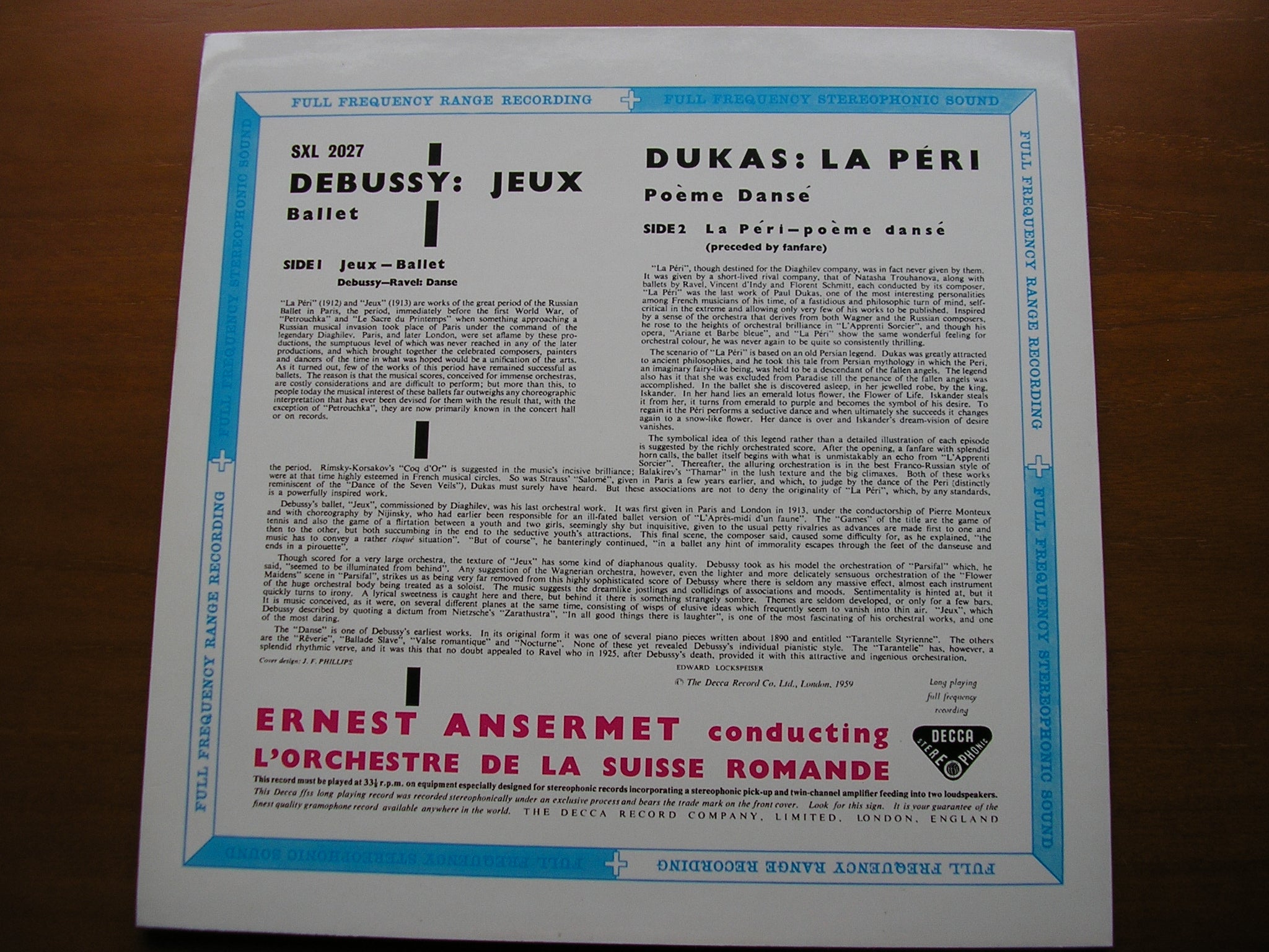 SXL 2027 DEBUSSY: JEUX / DUKAS: LA PERI / DEBUSSY - RAVEL: DANSE ANSERMET / SUISSE ROMANDE