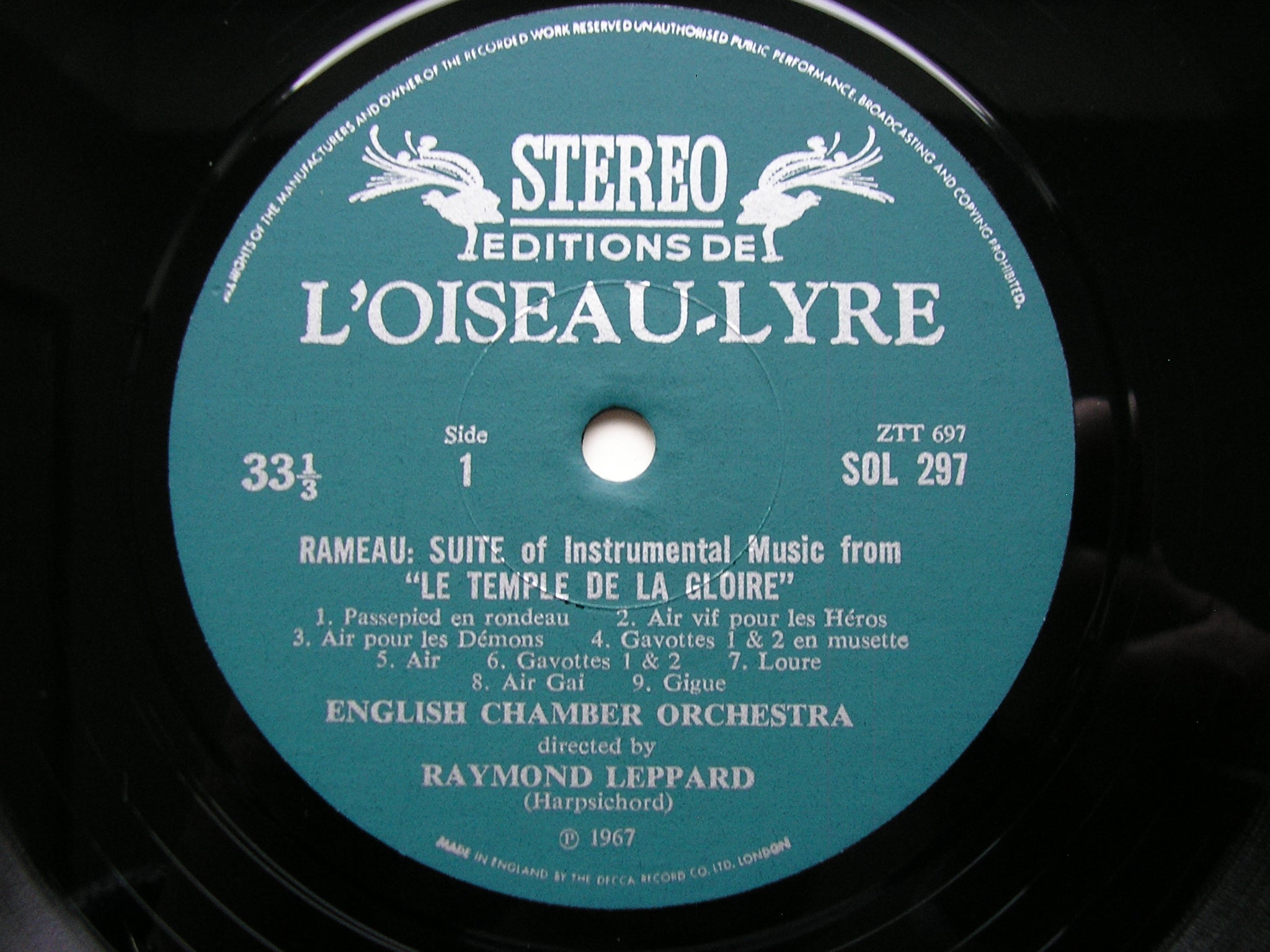 RAMEAU: LA TEMPLE DE LA GLOIRE / GRETRY: SUITE OF BALLET MUSIC    ENGLISH CHAMBER ORCHESTRA / LEPPARD    SOL 297