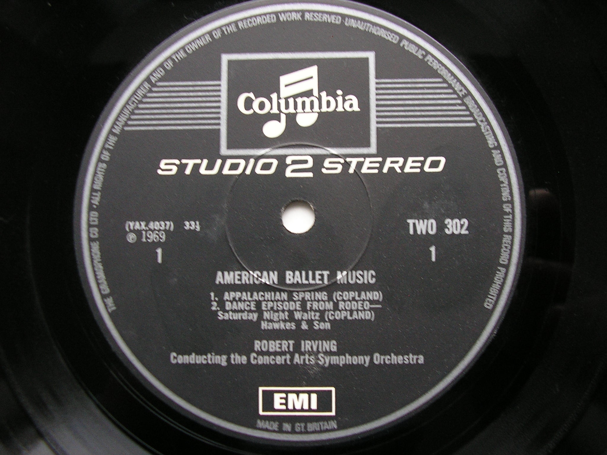 AMERICAN BALLET MUSIC   COPLAND: APPALACHIAN SPRING / RODEO / BERNSTEIN: FANCY FREE      CONCERT ARTS ORCHESTRA / IRVING     TWO 302