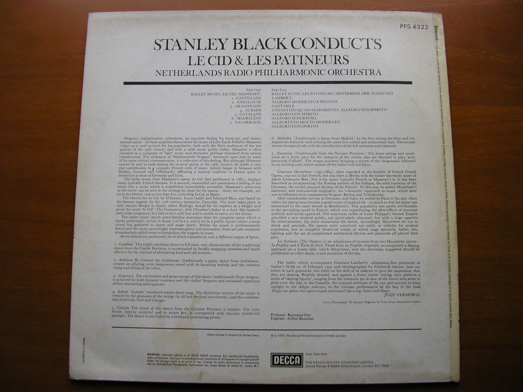 MASSENET: LE CID / MEYERBEER: LES PATINEURS       NETHERLANDS RADIO ORCHESTRA / STANLEY BLACK     PFS 4322