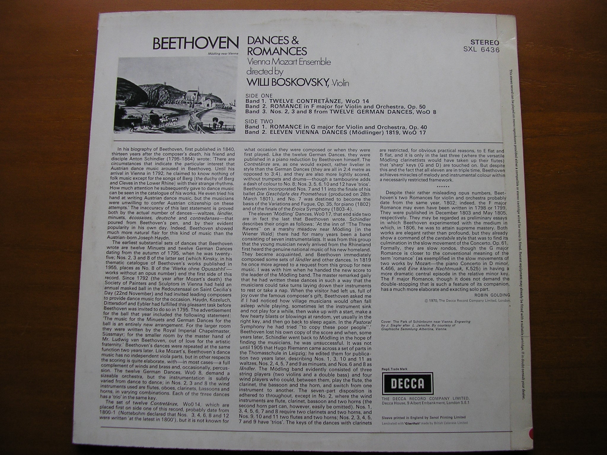 SXL 6436 BEETHOVEN: DANCES & ROMANCES VIENNA MOZART ENSEMBLE / BOSKOVSKY